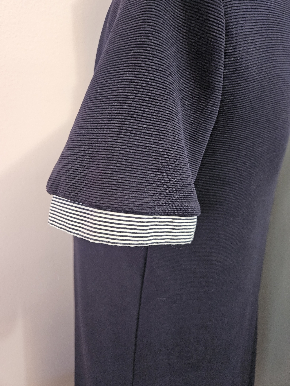 Zara Navy Blue Collared Striped Preppy Mini Dress - Size Small - Picture 4 of 8